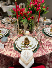 Load image into Gallery viewer, French Toile Tablecloth 120" Round in Red