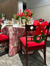 Load image into Gallery viewer, French Toile Tablecloth 120" Round in Red