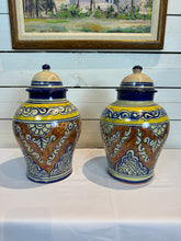 Load image into Gallery viewer, Vintage Hand Painted Mexican Talavera Lidded Ginger Jars