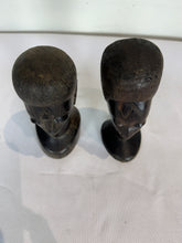 Load image into Gallery viewer, Mid Century Besmo African Tribal Bust Sculpture Carved in Ebony Wood Small Man & Woman - Sold as a Set of Two
