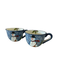 Load image into Gallery viewer, Vintage Blue Snowman Mugs / Soup Mugs - Sold individually