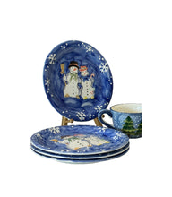 Load image into Gallery viewer, Vintage Snow Couple Hand Painted Collection Holiday Plates by Tabletops Unlimited