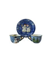 Load image into Gallery viewer, Vintage Snow Couple Hand Painted Collection Holiday Plates by Tabletops Unlimited