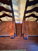 Load image into Gallery viewer, Antique French Country Style Ladderback Chairs with Rush Seats - Set of Two