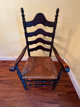 Load image into Gallery viewer, Antique French Country Style Ladderback Chairs with Rush Seats - Set of Two