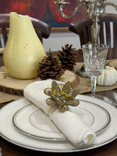 Load image into Gallery viewer, Gold Metallic Beaded Flower Napkin Rings - Set of 6