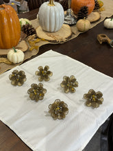 Load image into Gallery viewer, Gold Metallic Beaded Flower Napkin Rings - Set of 6