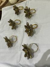 Load image into Gallery viewer, Gold Metallic Beaded Flower Napkin Rings - Set of 6