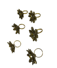 Load image into Gallery viewer, Gold Metallic Beaded Flower Napkin Rings - Set of 6