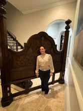 Load image into Gallery viewer, 1990s Marge Carson Segovia Collection King Bed Frame With Iron Grills