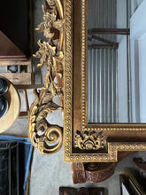 Load image into Gallery viewer, Mid 20th Century Italian Baroque Style Large Gold Carved Giltwood Mirror - Hangs Vertically