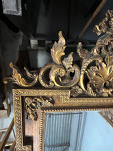Load image into Gallery viewer, Mid 20th Century Italian Baroque Style Large Gold Carved Giltwood Mirror - Hangs Vertically