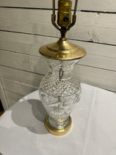 Load image into Gallery viewer, Waterford Crystal & Polished Brass Table Lamp in the Hollywood Regency Style - without shade