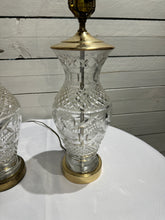 Load image into Gallery viewer, Waterford Crystal & Polished Brass Table Lamp in the Hollywood Regency Style - without shade