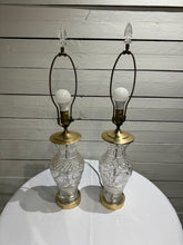 Load image into Gallery viewer, Waterford Crystal & Polished Brass Table Lamp in the Hollywood Regency Style - without shade