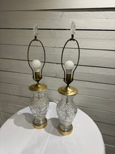 Load image into Gallery viewer, Waterford Crystal & Polished Brass Table Lamp in the Hollywood Regency Style - without shade