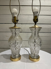 Load image into Gallery viewer, Waterford Crystal & Polished Brass Table Lamp in the Hollywood Regency Style - without shade