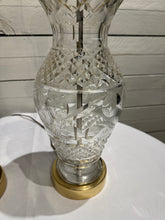 Load image into Gallery viewer, Waterford Crystal & Polished Brass Table Lamp in the Hollywood Regency Style - without shade