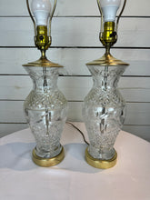 Load image into Gallery viewer, Waterford Crystal & Polished Brass Table Lamp in the Hollywood Regency Style - without shade