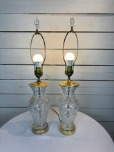 Load image into Gallery viewer, Waterford Crystal & Polished Brass Table Lamp in the Hollywood Regency Style - without shade