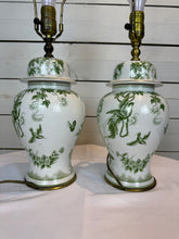 Load image into Gallery viewer, Green & Gold Ginger Jar Ceramic Lamp - Set of Two