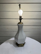 Load image into Gallery viewer, White Ceramic & Brass/Metal Base Table Lamp