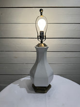 Load image into Gallery viewer, White Ceramic & Brass/Metal Base Table Lamp