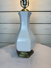 Load image into Gallery viewer, White Ceramic & Brass/Metal Base Table Lamp