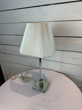 Load image into Gallery viewer, Small Glass Lamp with White Silk Shade