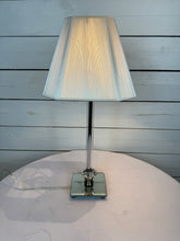 Load image into Gallery viewer, Small Glass Lamp with White Silk Shade