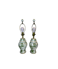 Load image into Gallery viewer, Green & Gold Ginger Jar Ceramic Lamp - Set of Two