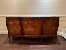 Load image into Gallery viewer, Antique French Louis XV Style Marble Top Marquetry Credenza/Sideboard/Buffet