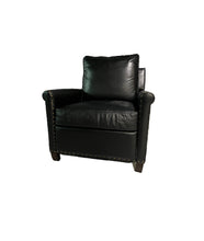 Load image into Gallery viewer, Pottery Barn Tyler Roll Arm Leather Recliner - Midnight Vintage Black Leather With Nailheads