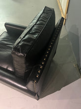 Load image into Gallery viewer, Pottery Barn Tyler Roll Arm Leather Recliner - Midnight Vintage Black Leather With Nailheads