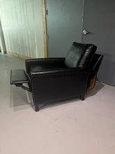 Load image into Gallery viewer, Pottery Barn Tyler Roll Arm Leather Recliner - Midnight Vintage Black Leather With Nailheads