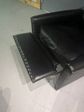 Load image into Gallery viewer, Pottery Barn Tyler Roll Arm Leather Recliner - Midnight Vintage Black Leather With Nailheads