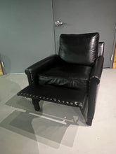 Load image into Gallery viewer, Pottery Barn Tyler Roll Arm Leather Recliner - Midnight Vintage Black Leather With Nailheads