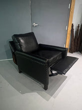 Load image into Gallery viewer, Pottery Barn Tyler Roll Arm Leather Recliner - Midnight Vintage Black Leather With Nailheads