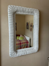 Load image into Gallery viewer, Vintage 1980s White Wicker Rattan Framed Wall Mirror
