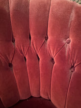 Load image into Gallery viewer, 1940s Victorian Carved Mahogany Red Wine Velvet Parlor Settee /Loveseat / Sofa / Couch