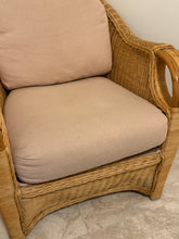 Load image into Gallery viewer, Vintage Woven Rattan Armchair with Cushions