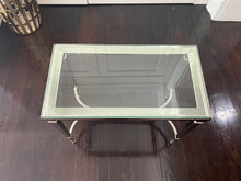 Load image into Gallery viewer, Williams Sonoma Home Metallic or Chrome & Glass Side Table