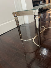 Load image into Gallery viewer, Williams Sonoma Home Metallic or Chrome & Glass Side Table
