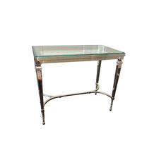 Load image into Gallery viewer, Williams Sonoma Home Metallic or Chrome & Glass Side Table