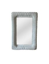 Load image into Gallery viewer, Vintage 1980s White Wicker Rattan Framed Wall Mirror