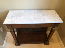 Load image into Gallery viewer, French Empire Style Marble Top Console Table