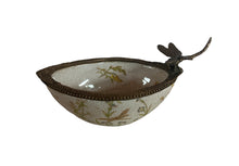 Load image into Gallery viewer, Vintage OD 1895 Porcelain Bowl with Dragonfly Handle in Ormolu