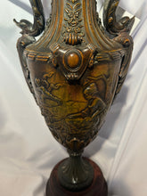 Load image into Gallery viewer, Antique Dark Brass Urn with Wood Base