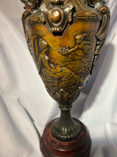 Load image into Gallery viewer, Antique Dark Brass Urn with Wood Base