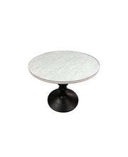 Load image into Gallery viewer, Pottery Barn Chapman Marble Round Pedestal Table with Custom Glass Top